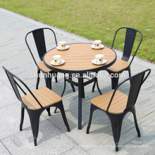 Newest outdoor patio furniture plastic wood dining chair coffee table set